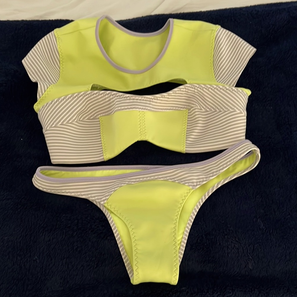 Neon green and grey bathing suit size med